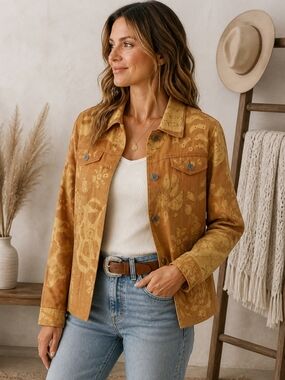 Parsley & Sage Brown/Tan Embroidered Jacket MD